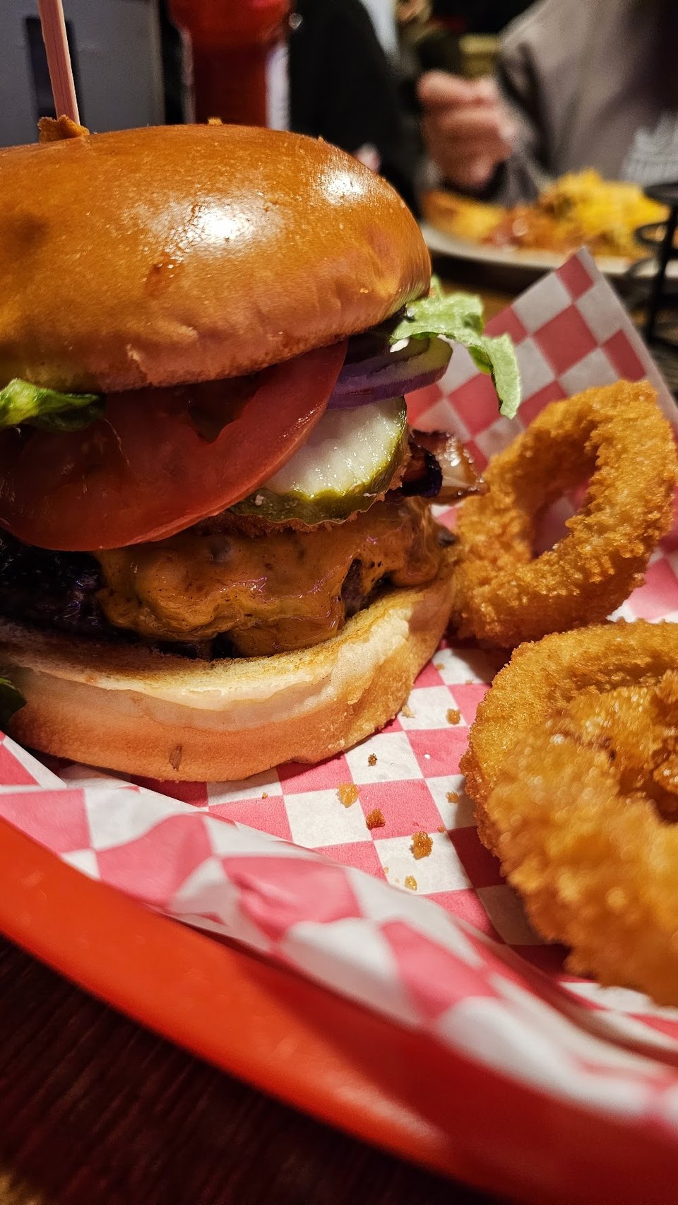 Cheese Burger and Onion Rings
